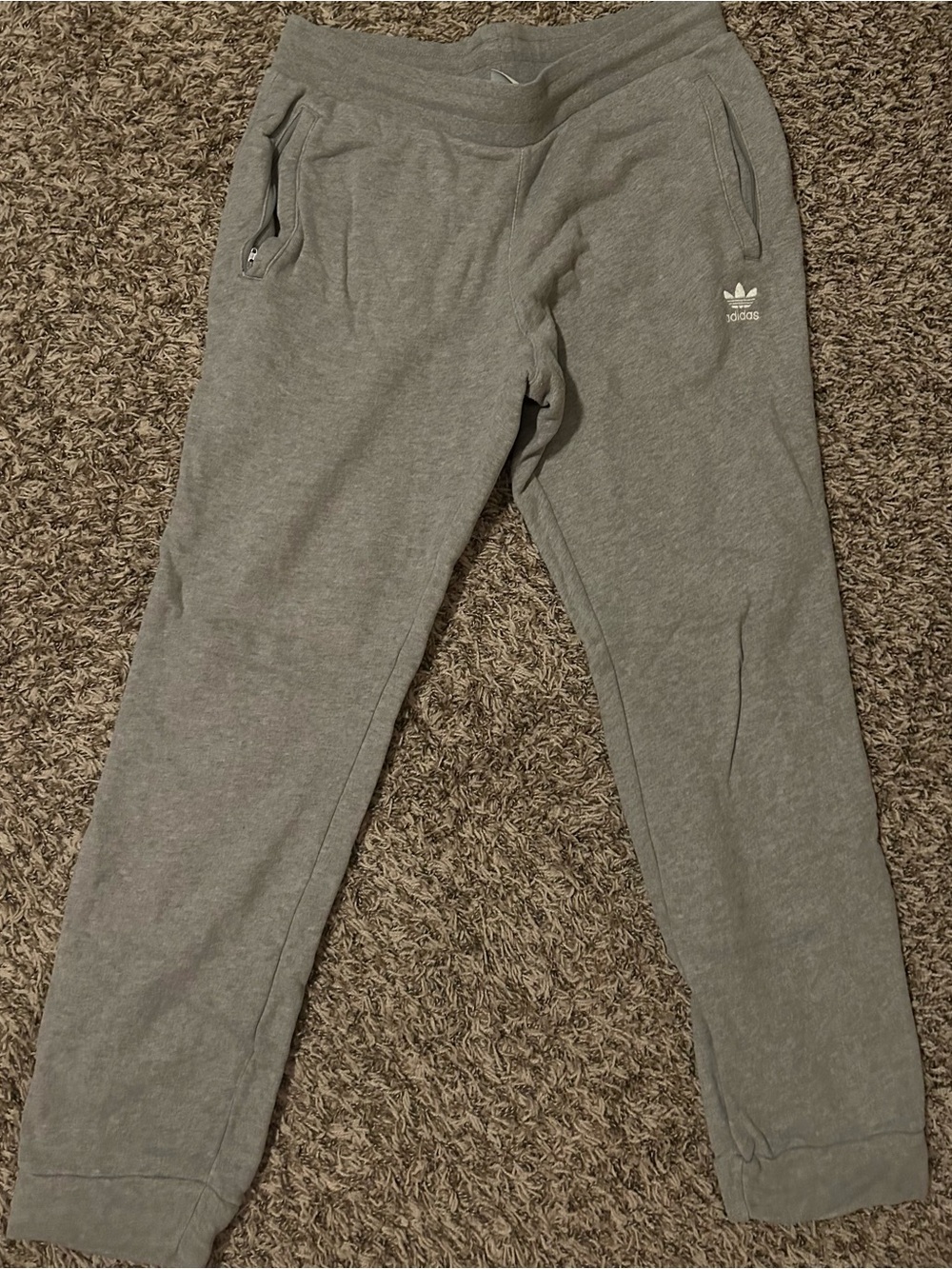 adidas Kids Gray Trefoil Zip Pocket Joggers